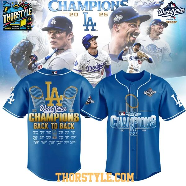 Dodgers Back2Back World Series Champions 2025 LA Baseball Jersey