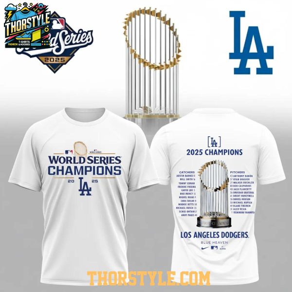 Dodgers Blue Heaven World Series Champions 2024-2025 White Hoodie