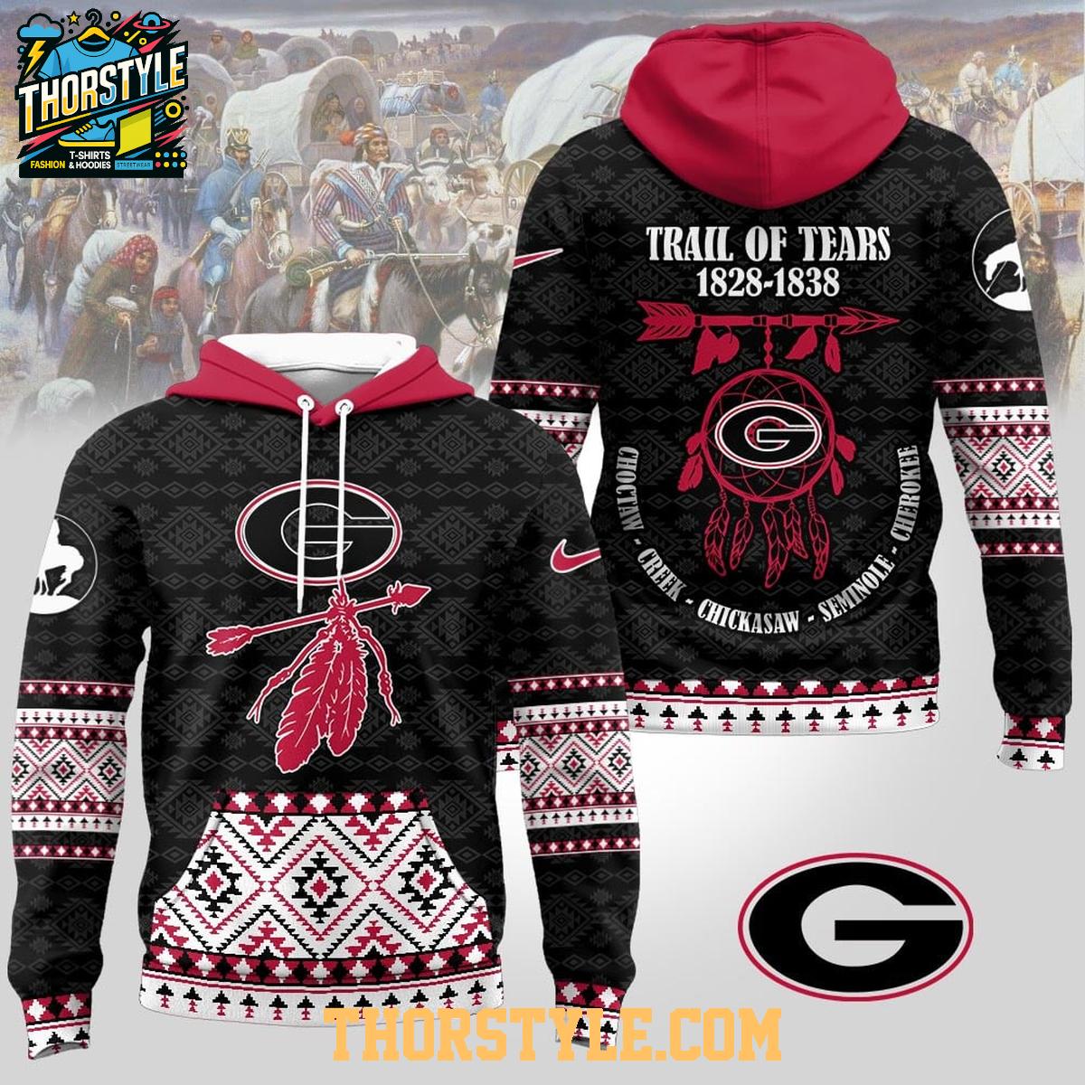 Georgia Bulldogs Native American Awareness Trail Of Tears 2025 NCAA Hoodie Georgia Bulldogs Native American Awareness Trail Of Tears 2025 NCAA Hoodie