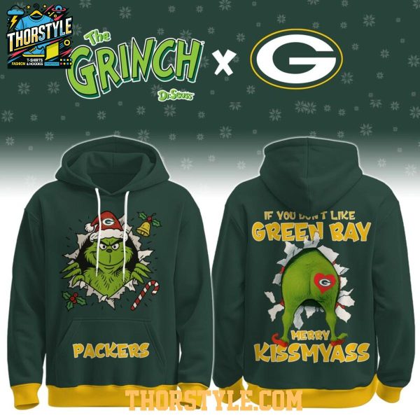 Green Bay Packers Grinch Naughty Kissmyass Christmas 2025 Hoodie T-Shirt