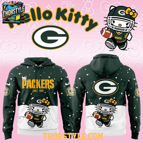 Green Bay Packers Hello Kitty Christmas Snow Day 2025 Hoodie T-Shirt