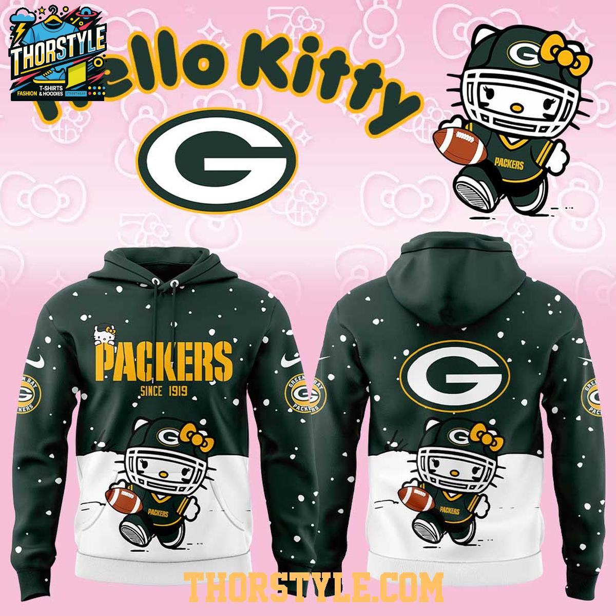 Green Bay Packers Hello Kitty Christmas Snow Day 2025 Hoodie T-Shirt Green Bay Packers Hello Kitty Christmas Snow Day 2025 Hoodie T-Shirt