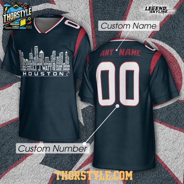 Houston Texans City Skyline Legends Team Personalized Football Jersey