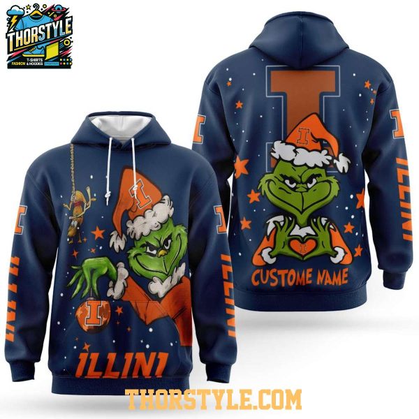 Illinois Fighting Illini Grinch Stole Christmas 2025 Personalized Hoodie T-Shirt