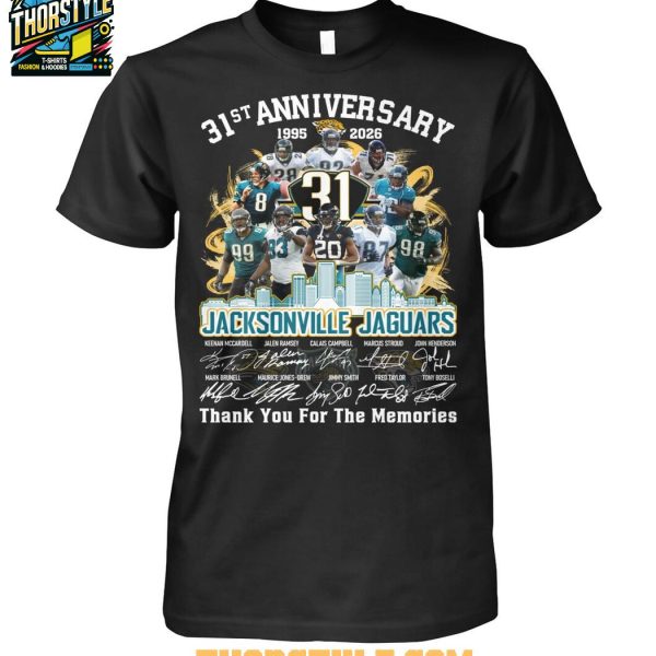 Jacksonville Jaguars 31st Anniversary 1995-2026 Thank You For The Memories T-Shirt