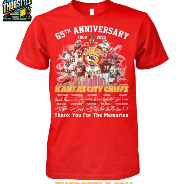Kansas City Chiefs 65th Anniversary 1960-2025 Go Chiefs Thank You T-Shirt