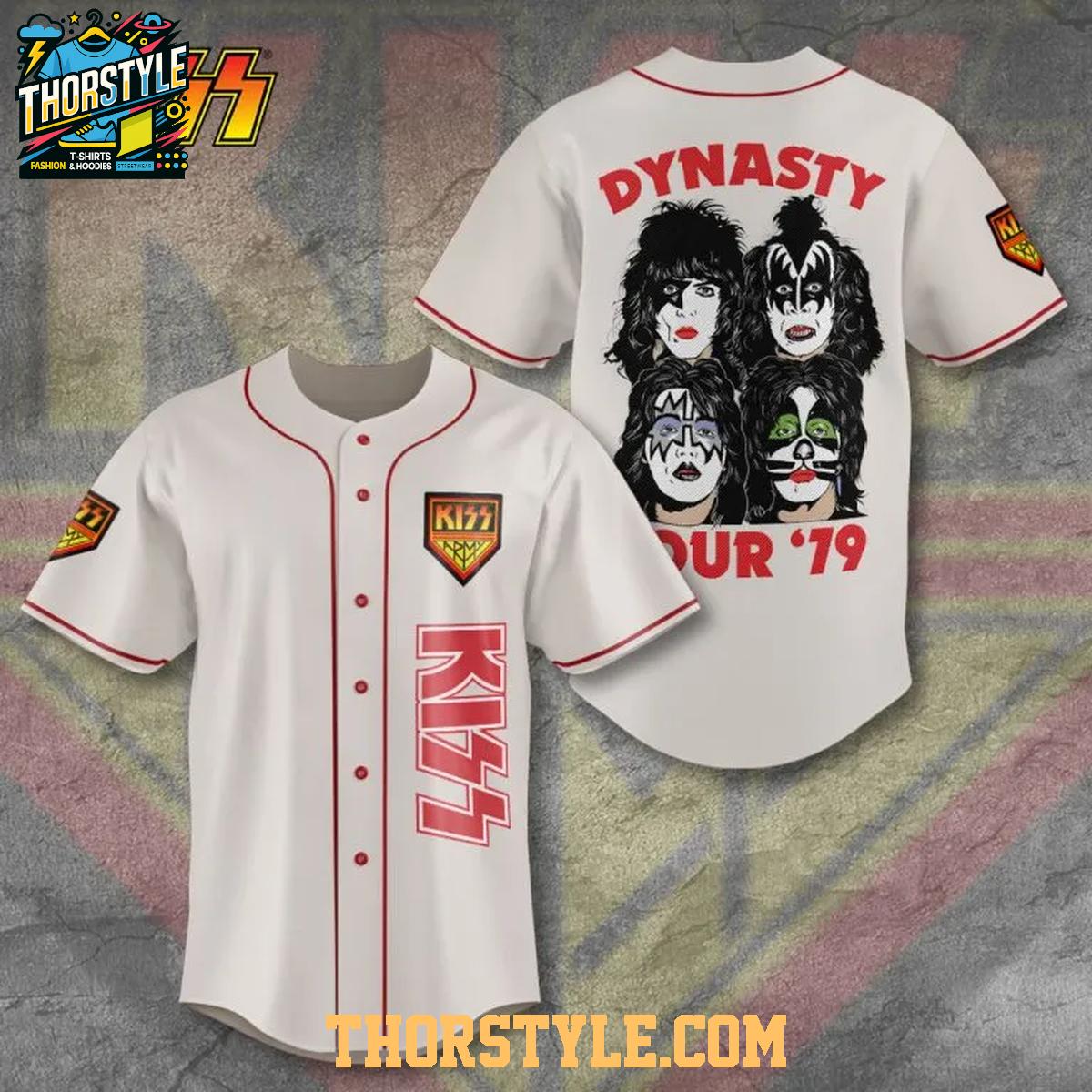 Kiss Band Dynasty Tour 1979-2025 Tour Anniversary Baseball Jersey Kiss Band Dynasty Tour 1979-2025 Tour Anniversary Baseball Jersey