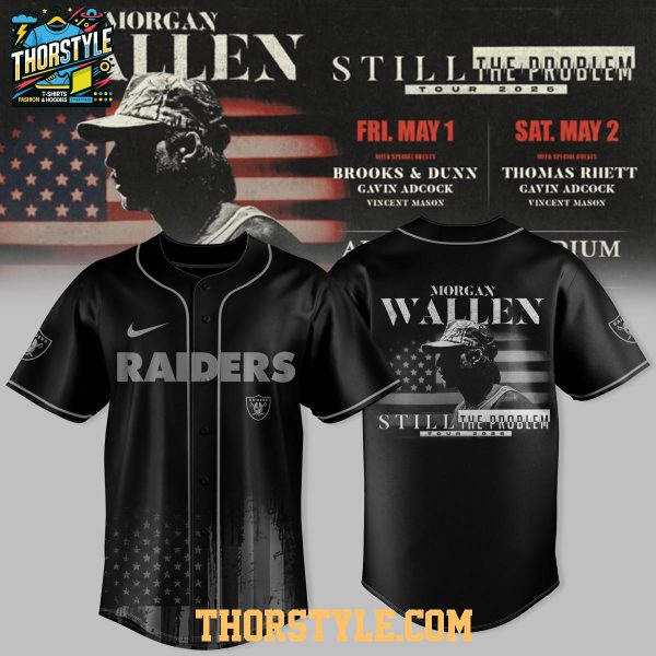 Las Vegas Raiders Morgan Wallen Still The Problem Tour NFL 2025 Baseball Jersey