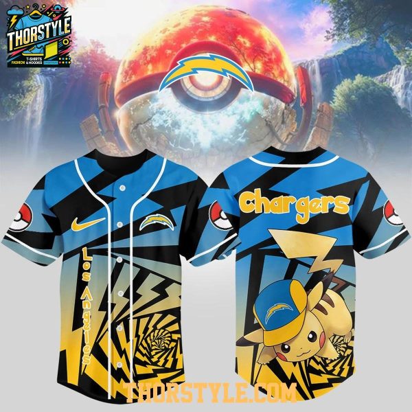 Los Angeles Chargers 2025 Pokemon Trainers Pikachu Fight Baseball Jersey