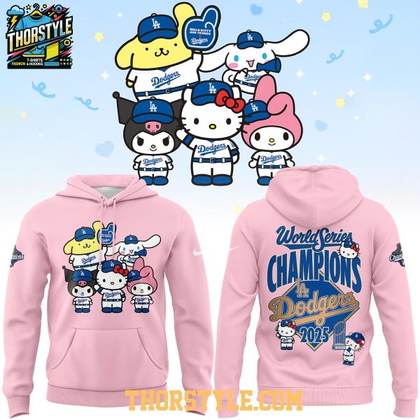 Los Angeles Dodgers Champions Celebrating Hello Kitty 2025 Hoodie T-Shirt