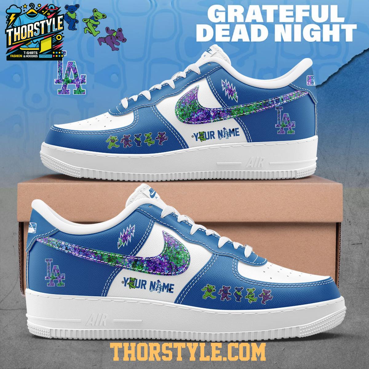 Los Angeles Dodgers Grateful Dead 60th Anniversary Personalized Air Force 1 Shoes Los Angeles Dodgers Grateful Dead 60th Anniversary Personalized Air Force 1 Shoes