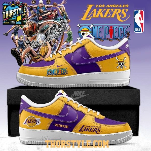 Los Angeles Lakers One Piece 2025 One Team Personalized Air Force 1 Shoes