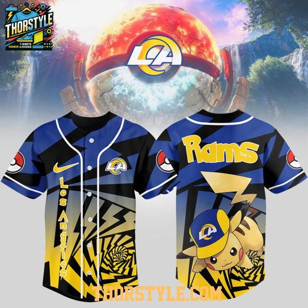 Los Angeles Rams 2025 Pokemon Trainers Pikachu Fight Baseball Jersey