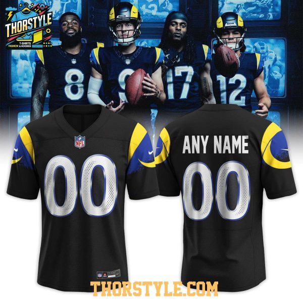 Los Angeles Rams 2025 Rivalries Midnight Mode Personalized Football Jersey