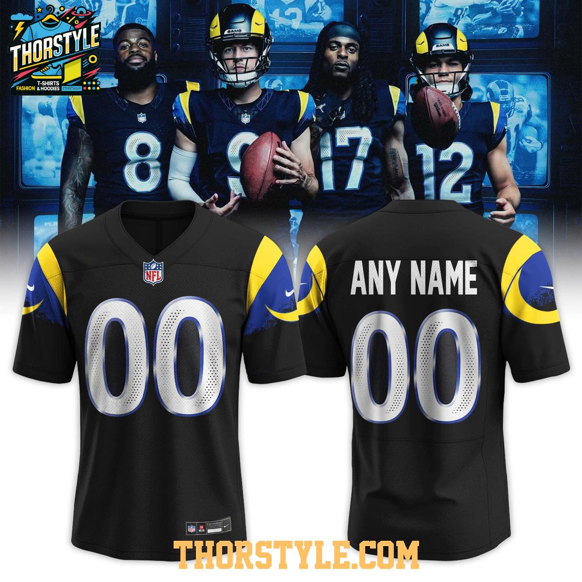 Los Angeles Rams 2025 Rivalries Midnight Mode Personalized Football Jersey Los Angeles Rams 2025 Rivalries Midnight Mode Personalized Football Jersey