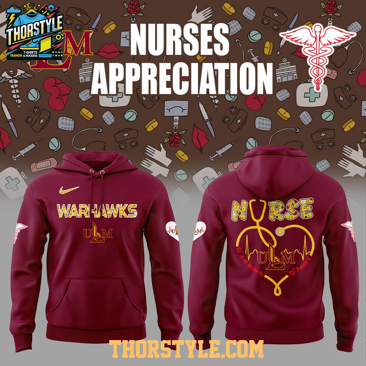 Louisiana-Monroe Warhawks Nurses Appreciation 2025 Night Hoodie T-Shirt Louisiana-Monroe Warhawks Nurses Appreciation 2025 Night Hoodie T-Shirt