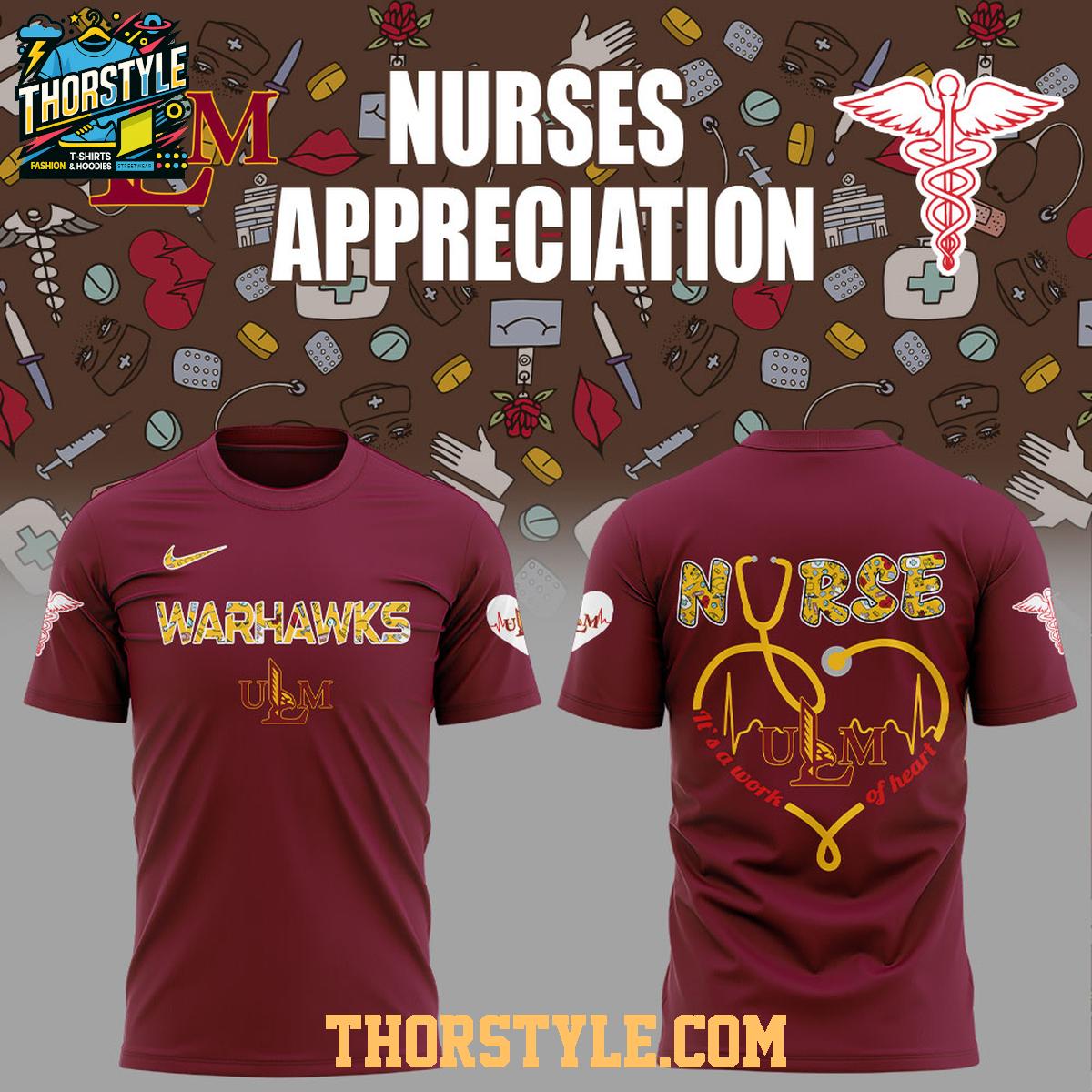 Louisiana-Monroe Warhawks Nurses Appreciation 2025 Night Hoodie T-Shirt Louisiana-Monroe Warhawks Nurses Appreciation 2025 Night Hoodie T-Shirt