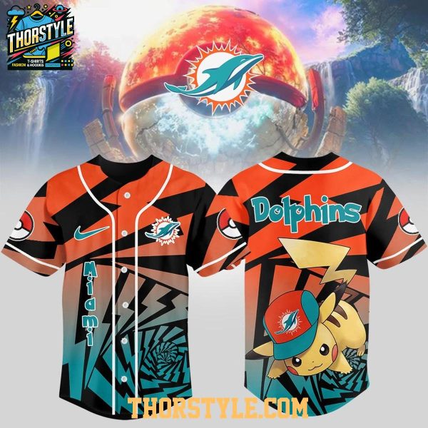 Miami Dolphins 2025 Pokemon Trainers Pikachu Fight Baseball Jersey
