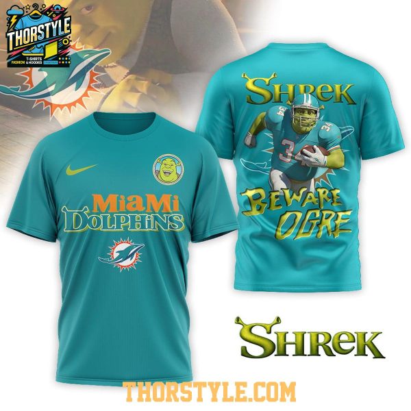 Miami Dolphins Shrek 2025 NFL Beware Ogre Christmas Hoodie T-Shirt