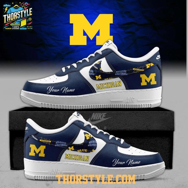 Michigan Wolverines 2025 Go Blue Personalized Air Force 1 Shoes