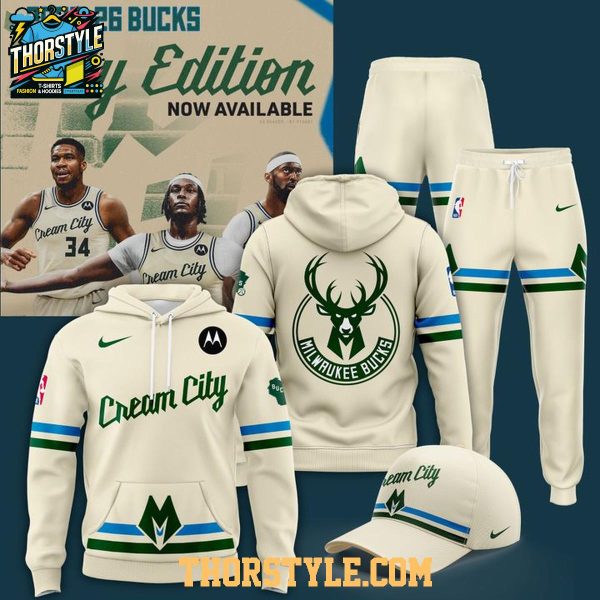 Milwaukee Bucks 2025-26 City Edition Go Bucks Hoodie T-Shirt
