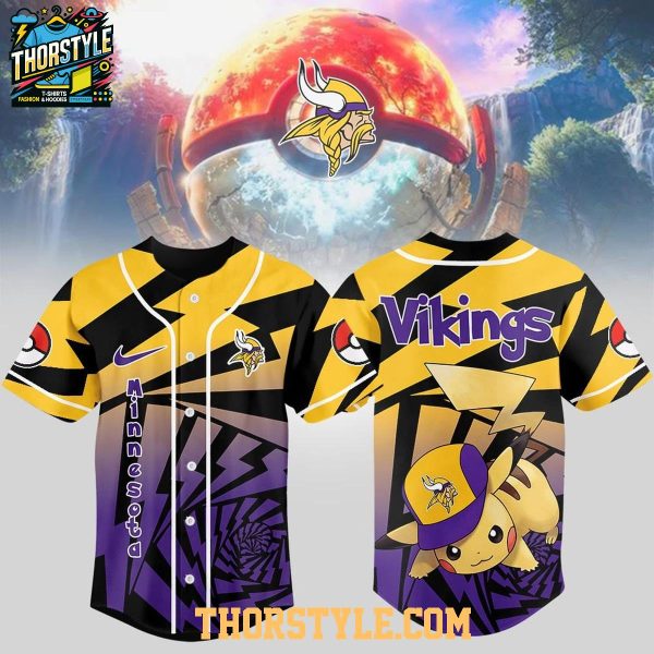 Minnesota Vikings 2025 Pokemon Trainers Pikachu Fight Baseball Jersey