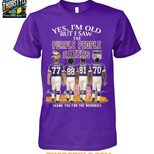 Minnesota Vikings The Purple People Eaters Larsen Pace Eller Marshall 2025 T-Shirt