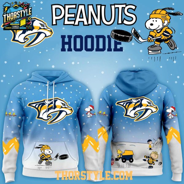 Nashville Predators Peanuts Hockey Merry Snoopy X-Mas 2025 Hoodie T-Shirt
