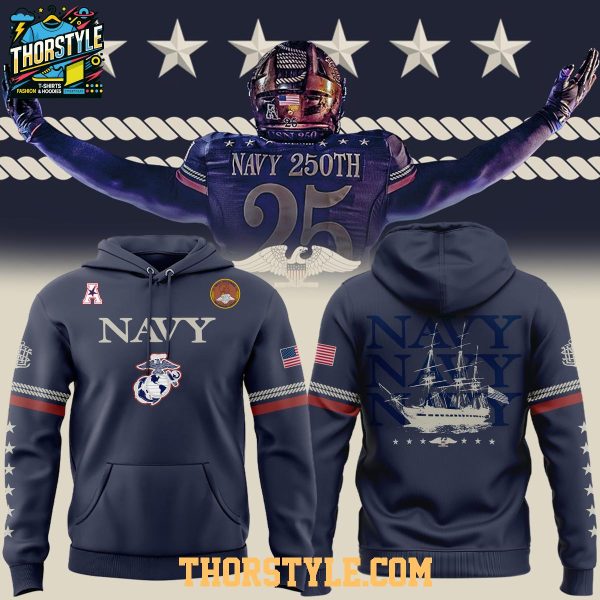Navy Midshipmen 2025 Frigate Heritage 250th Anniversary Hoodie T-Shirt