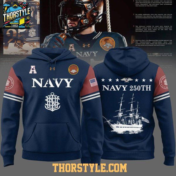 Navy Midshipmen 250th Anniversary 2025 Football Team Hoodie T-Shirt