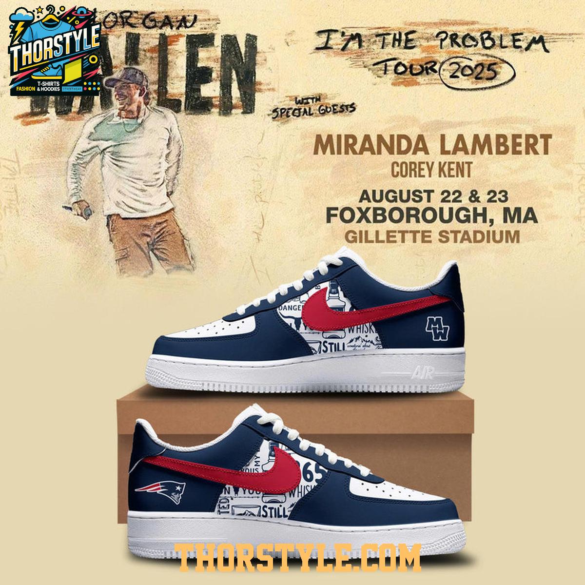 New England Patriots 2025 Morgan Wallen Tour Personalized Air Force 1 Shoes New England Patriots 2025 Morgan Wallen Tour Personalized Air Force 1 Shoes