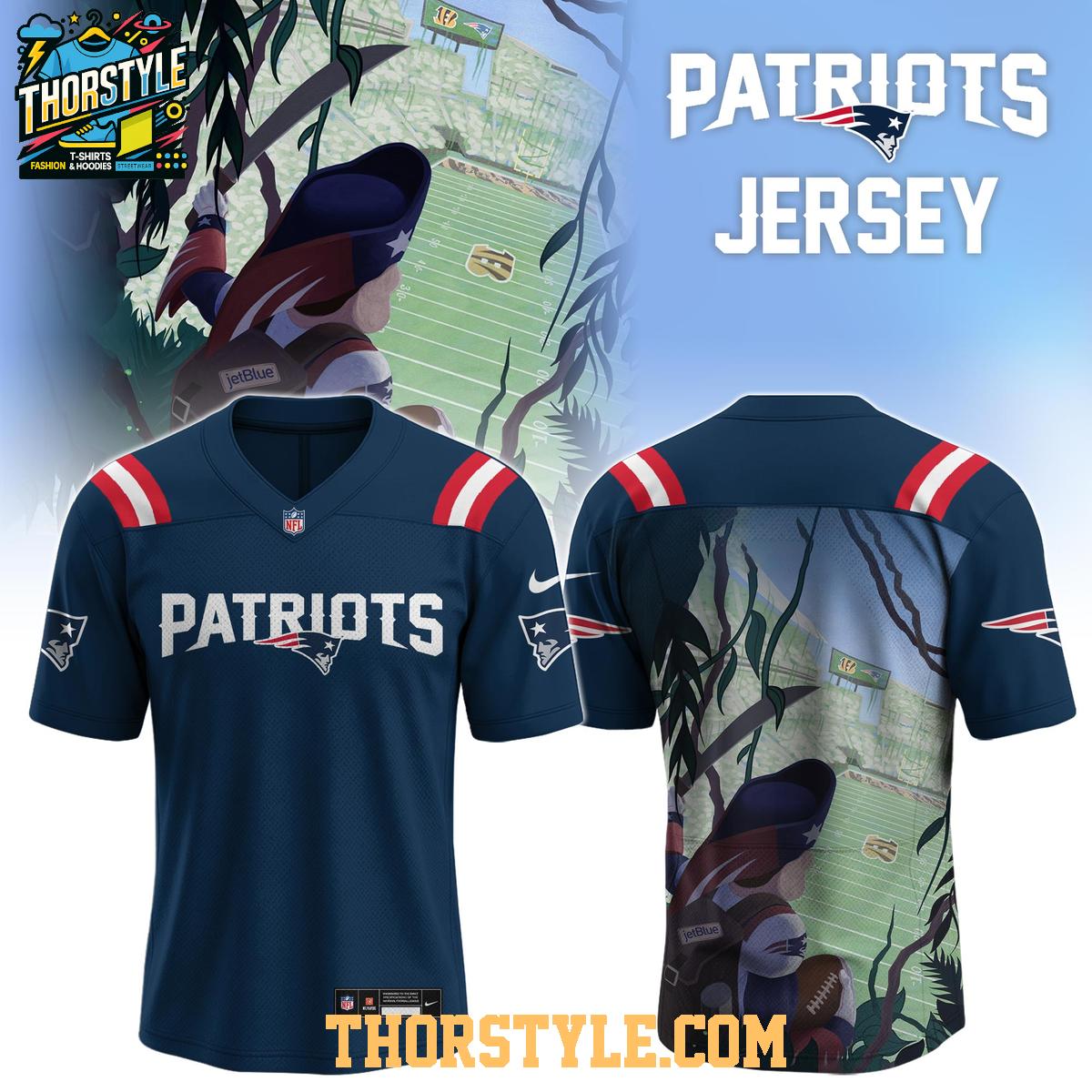 New England Patriots Off To The Jungle 2025 Against Bengals Football Jersey New England Patriots Off To The Jungle 2025 Against Bengals Football Jersey