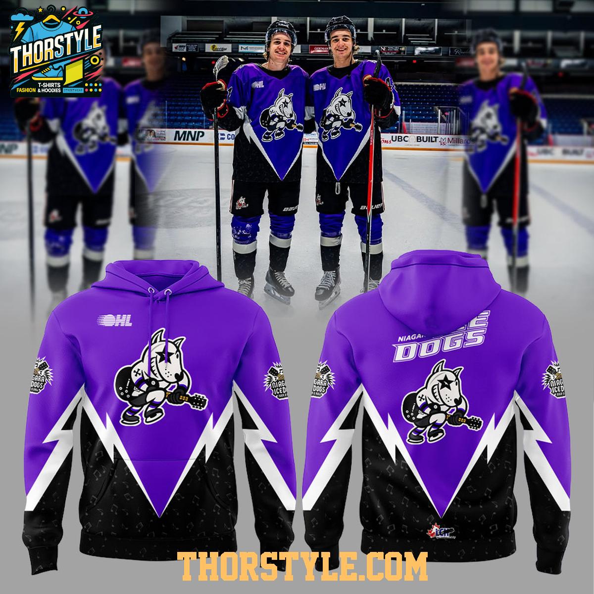 Niagara IceDogs 2025 Classic Hard Rock Hockey Hoodie T-Shirt Niagara IceDogs 2025 Classic Hard Rock Hockey Hoodie T-Shirt