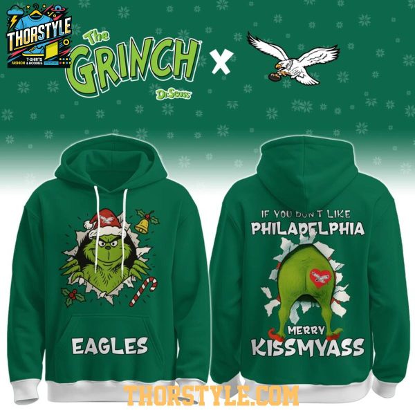 Philadelphia Eagles Grinch Naughty Kissmyass Christmas 2025 Hoodie T-Shirt