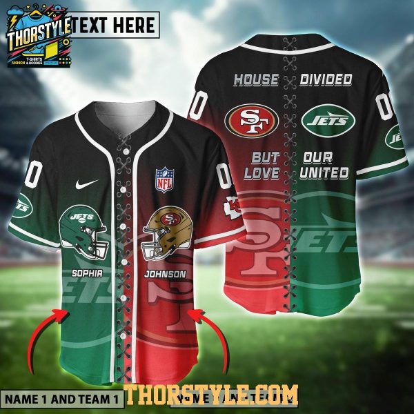 San Francisco 49ers New York Jets Love United 2025 Personalized Baseball Jersey