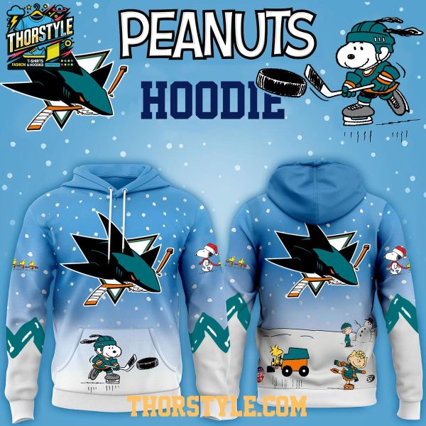 San Jose Sharks Peanuts Hockey Merry Snoopy X-Mas 2025 Hoodie T-Shirt