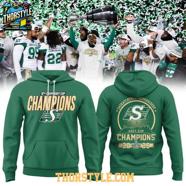 Saskatchewan Roughriders 5X Grey Cup 2025 Champions Hoodie T-Shirt