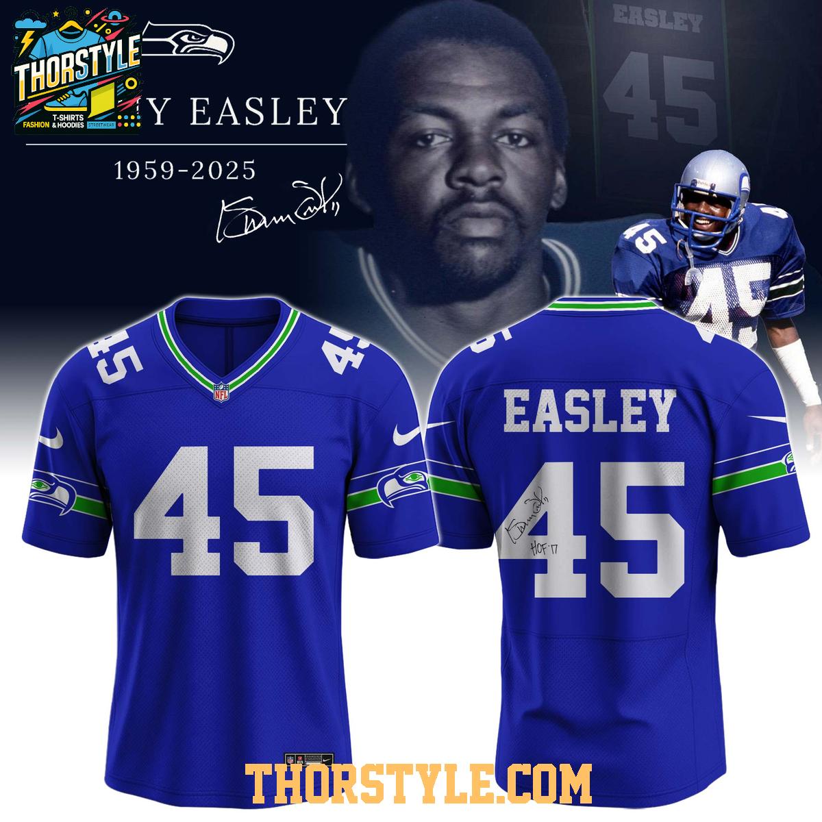 Seattle Seahawks Kenny Easley 1959-2025 Forever Legend Football Jersey Seattle Seahawks Kenny Easley 1959-2025 Forever Legend Football Jersey