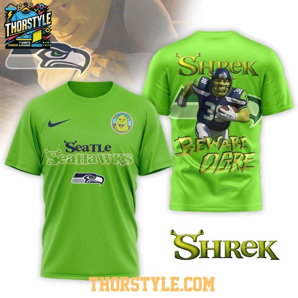 Seattle Seahawks Shrek 2025 NFL Beware Ogre Christmas Hoodie T-Shirt