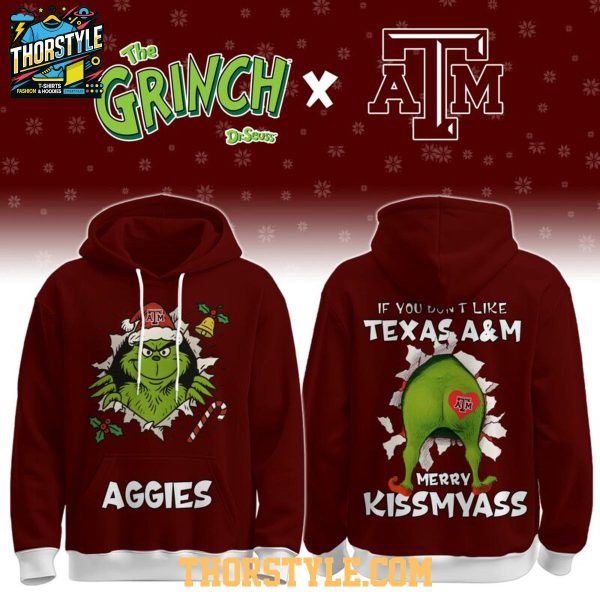 Texas A&M Aggies Grinch Naughty Kissmyass Christmas 2025 Hoodie T-Shirt