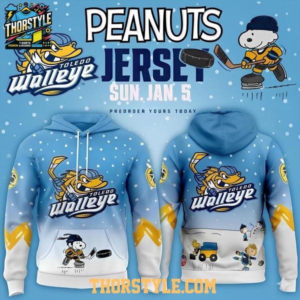 Toledo Walleye Snoopy Peanuts Happy Snowy Day 2025 Christmas Hoodie T-Shirt