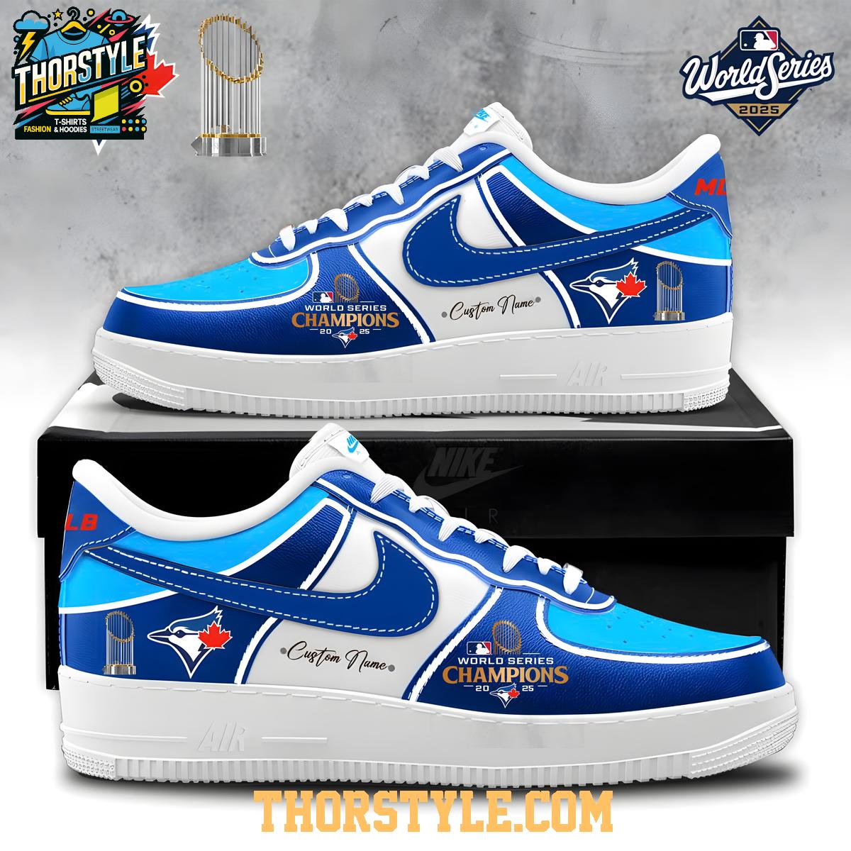 Toronto Blue Jays 2025 World Series Champs King Air Force 1 Shoes Toronto Blue Jays 2025 World Series Champs King Air Force 1 Shoes