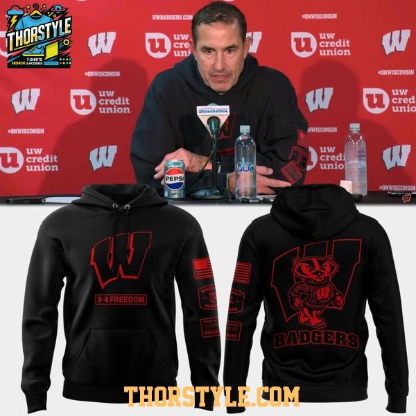 Wisconsin Badgers Coach Luke Fickell  2025 Freedom Hoodie T-Shirt