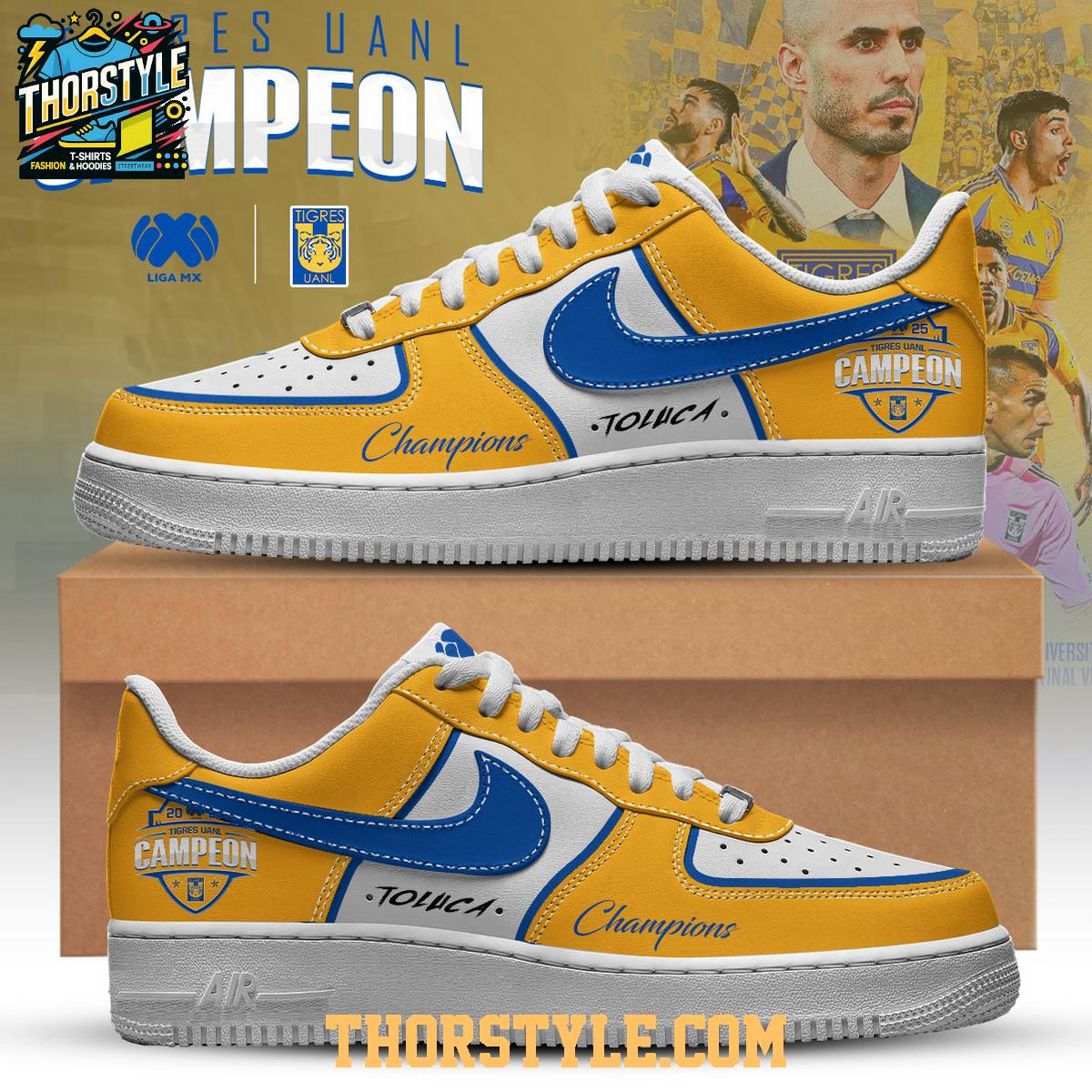 Amarilla Tigres Campeones Liga MX Champions 2025 Personalized Air Force 1 Shoes Amarilla Tigres Campeones Liga MX Champions 2025 Personalized Air Force 1 Shoes
