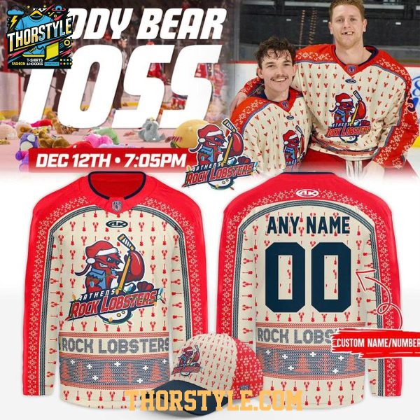 Athens Rock Lobsters Teddy Bear Toss 2025 Christmas Personalized Hockey Jersey
