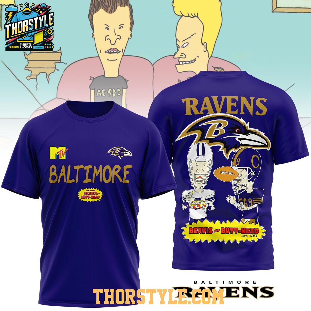 Baltimore Ravens Beavis And Butt-Head 2025 Hoodie T-Shirt Baltimore Ravens Beavis And Butt-Head 2025 Hoodie T-Shirt