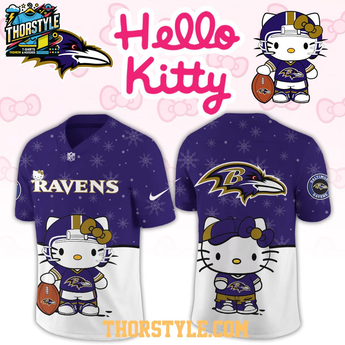 Baltimore Ravens Hello Kitty Christmas Gameday 2025 Personalized Football Jersey Baltimore Ravens Hello Kitty Christmas Gameday 2025 Personalized Football Jersey