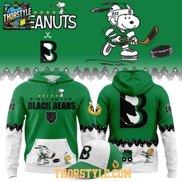 Binghamton Black Bears Peanuts Christmas Snowy Hockey Day x FPHL Hoodie T-Shirt