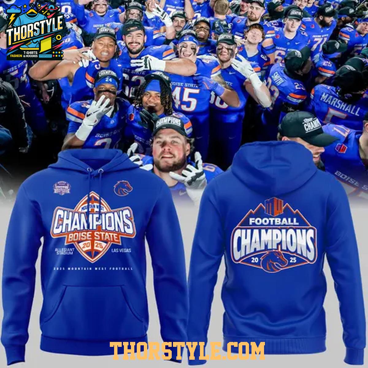Boise State Broncos Mountain West Conference Champions 2025 Football Hoodie T-Shirt Boise State Broncos Mountain West Conference Champions 2025 Football Hoodie T-Shirt