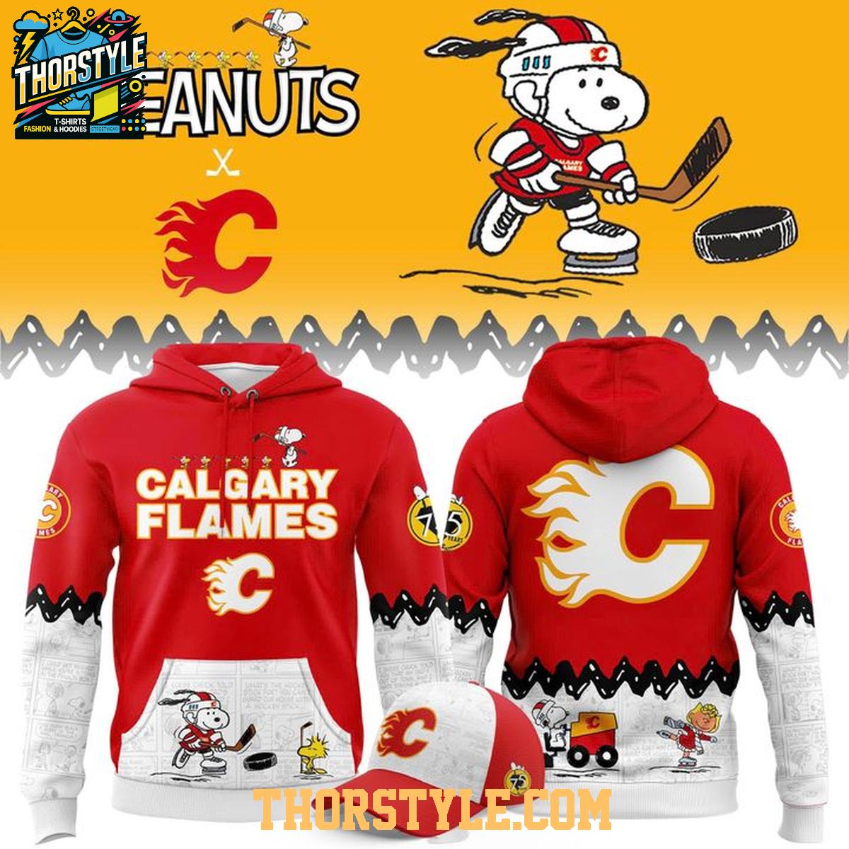 Calgary Flames Peanuts Christmas Snowy Hockey Day x NHL Hoodie T-Shirt Calgary Flames Peanuts Christmas Snowy Hockey Day x NHL Hoodie T-Shirt